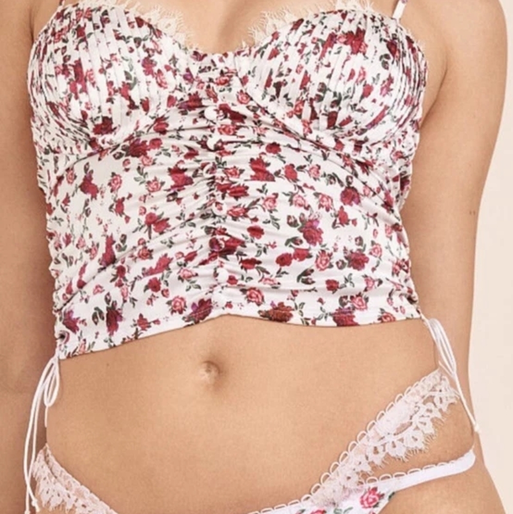 For Love And Lemons Floral Ruched Camisole